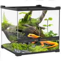 Terrarium für Reptilien Glasterrarium 24L mit Frontbelüftung Schwarz