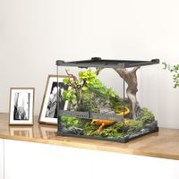 Terrarium für Reptilien Glasterrarium 24L mit Frontbelüftung Schwarz