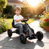 Go-Kart, Kinderfahrzeug mit verstellbarem Sitz, Tretfahrzeug mit Bremse, Schwarz