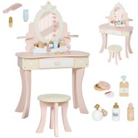 Schminktisch Kinder, Schminktisch-Set mit Hocker Schublade abnehmbarem Spiegel