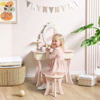 Schminktisch Kinder, Schminktisch-Set mit Hocker Schublade abnehmbarem Spiegel