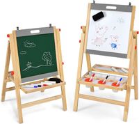 COSTWAY 3 in 1 Kindertafel Klappbar Holztafel höhenverstellbar für Kinder ab 3 Jahren