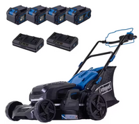 6in1 Akku-Rasenmäher BC-MP470-X – Set XL2x2 inkl. 4x 4Ah Akku + 2 4,5A Doppelladegerät