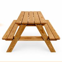 Kinderpicknicktisch 115cm lang aus Holz Kiefer braun, Sitzgruppe für Kinder