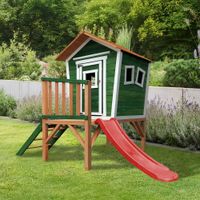 Home Deluxe Spielhaus auf Stelzen inkl. Rutsche PINO - Grün