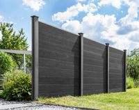 WPC-Sichtschutzzaun CORTEZA - 2x Elemente + 3x Pfosten - Anthrazit