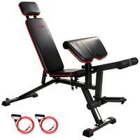 Hantelbank verstellbar bis 300 kg 3 in 1 Trainingsbank mit Rollen Beinstrecker
