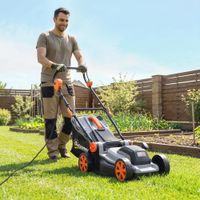 Elektro Rasenmäher 1200 W mit 34 cm Schnittbreite 35L Fangkorb Mulchfunktion