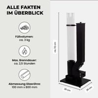 Pelletfackel CORE Feuersäule Outdoor mit Glasröhre Stahl schwarz