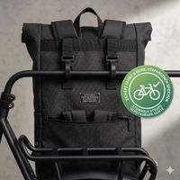 Norländer Fiets 2in1 Rucksack & Radtasche 24L Schwarz: Nachhaltiges RPET mit Gepäckträger-System