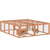 Freilaufgehege Kaninchenstall aus Holz mit 2 Türen Unterschlupfhaus Orange