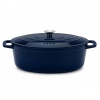 La Fonderie 1890 Runder Schmortopf ALMA36 aus emailliertem Gusseisen 36 cm, 7,7 L, Marineblau