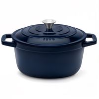 La Fonderie 1890 Runder Schmortopf ALMA25 aus emailliertem Gusseisen 25 cm, 4,7 L, Marineblau