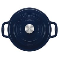La Fonderie 1890 Runder Schmortopf ALMA25 aus emailliertem Gusseisen 25 cm, 4,7 L, Marineblau