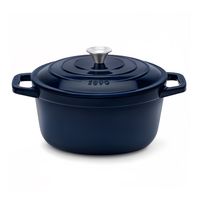 La Fonderie 1890 Runder Schmortopf ALMA22 aus emailliertem Gusseisen 22 cm, 3,3 L, Marineblau