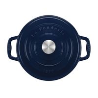 La Fonderie 1890 Runder Schmortopf ALMA22 aus emailliertem Gusseisen 22 cm, 3,3 L, Marineblau