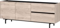 Lowboard mit zwei Schubladen und zwei Türen auf Metallgestell, ca. 162 x 63 x 40 cm - Eiche/Schwarz