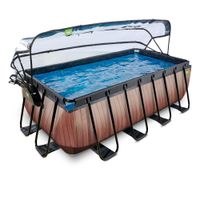 EXIT Wood Pool 400x200x122cm mit Sandfilterpumpe und Abdeckung - Braun