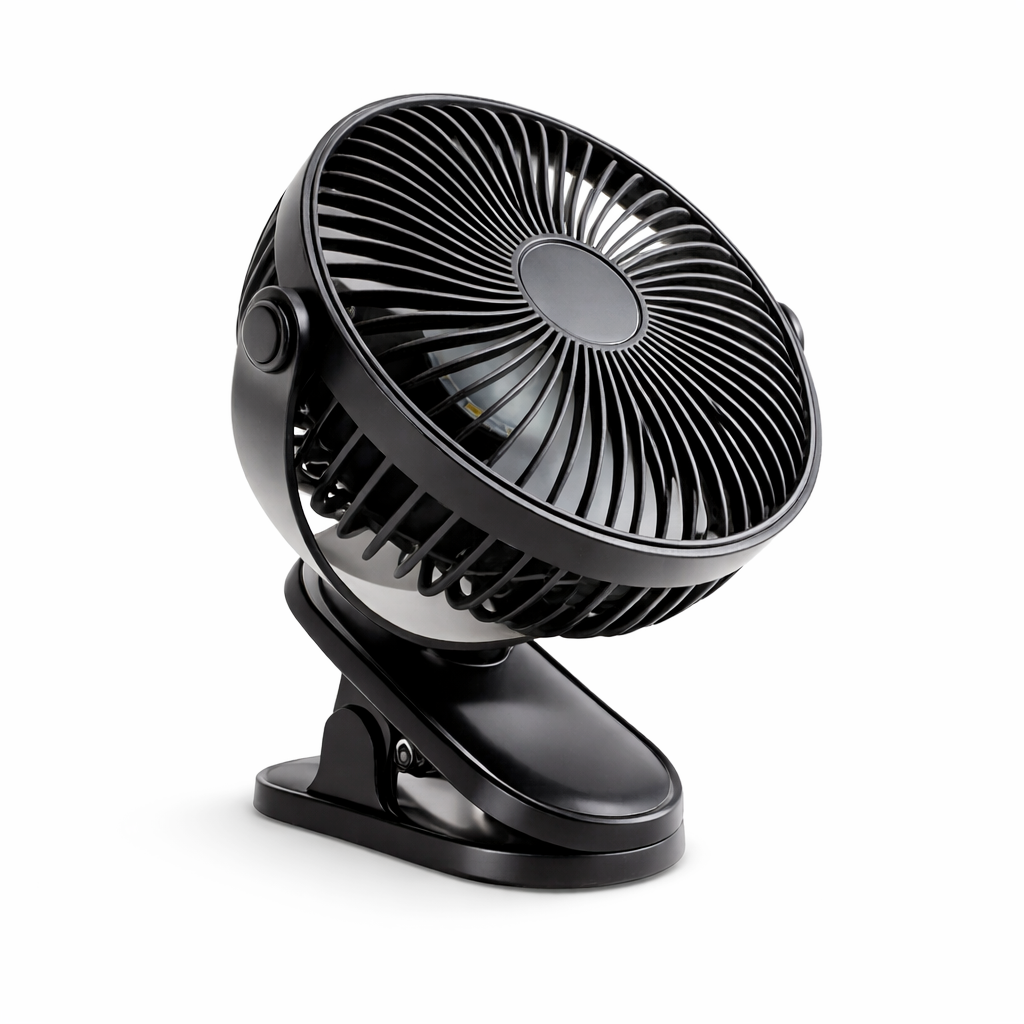 X4-LIFE Akku LED Clip Ventilator - schwarz