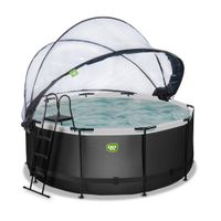 EXIT Black Leather Pool ø360x122cm mit Sandfilterpumpe und Abdeckung - Schwarz