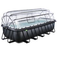 EXIT Black Leather Pool 540x250x122cm mit Sandfilterpumpe und Abdeckung und Wärmepumpe - Schwarz