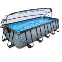 EXIT Stone Pool 540x250x122cm mit Sandfilterpumpe und Abdeckung und Wärmepumpe - Grau