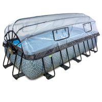EXIT Stone Pool 540x250x122cm mit Sandfilterpumpe und Abdeckung - Grau