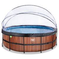 EXIT Wood Pool ø450x122cm mit Sandfilterpumpe und Abdeckung - Braun