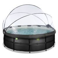 EXIT Black Leather Pool ø427x122cm mit Sandfilterpumpe und Abdeckung - Schwarz