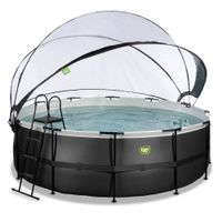 EXIT Black Leather Pool ø427x122cm mit Sandfilterpumpe und Abdeckung - Schwarz