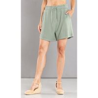 Paperbag-Shorts mit Struktur-Hedge Green