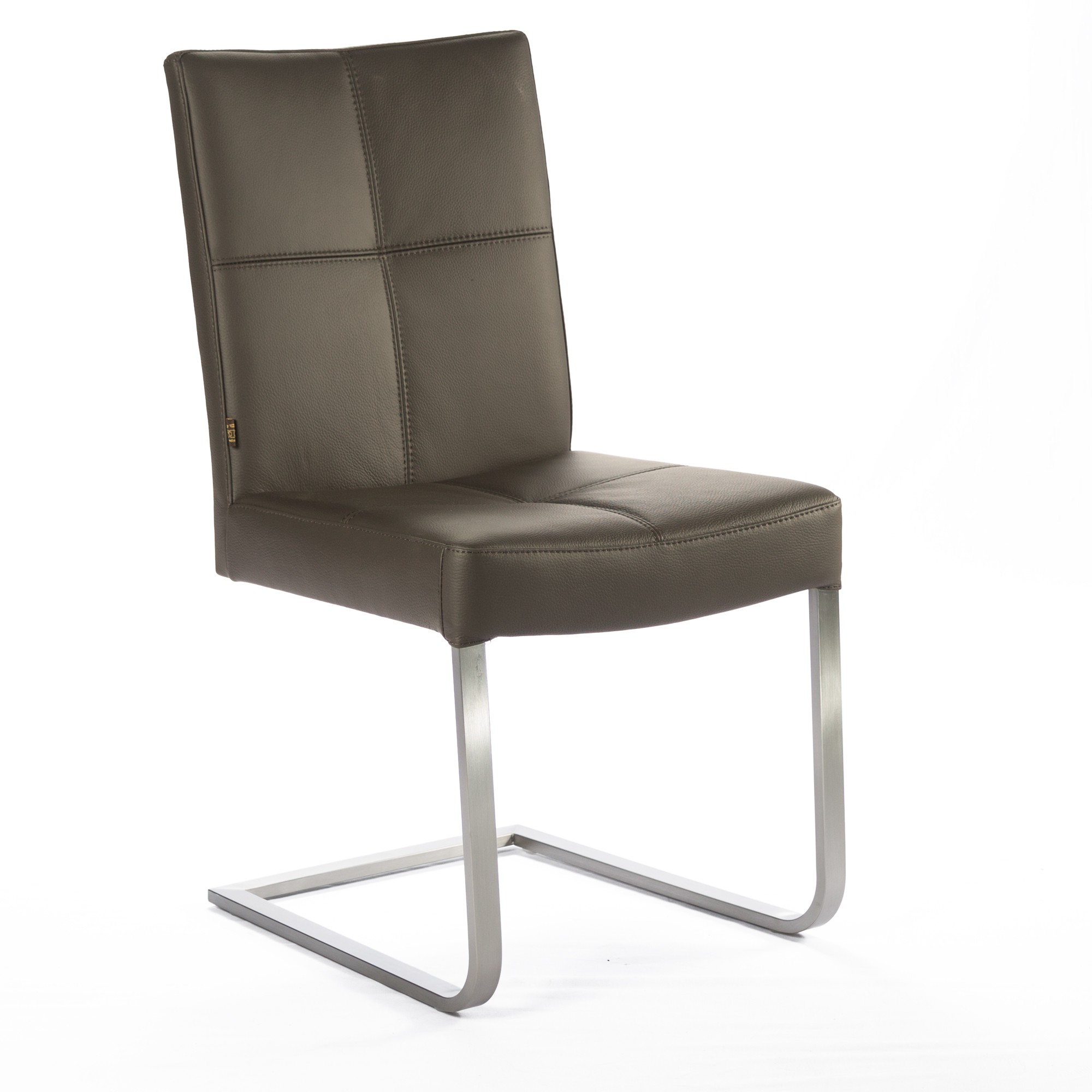 Freischwinger Lederstuhl Libero Rindsleder braun Edelstahl