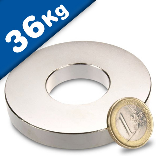 Magnete Al Neodimio Cms Magnetics Ad Anello – Super Forte, Ø Esterno 3,2 Cm, Ø Interno 1,6 Cm, Forza 31,3 Kg – Per Scienza E Fai Da Te