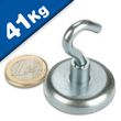 Magnethaken, Magnet mit Haken Ø 36 mm, Neodym, Zink - Hält 41 kg - Hakenmagnet