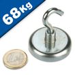 Magnethaken, Magnet mit Haken Ø 42 mm, Neodym, Zink - Hält 68 kg - Hakenmagnet