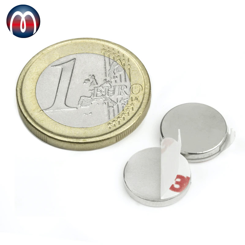 Aimant rond en néodyme avec adhésif Ø 10 mm x 2 mm, Disque magnétique -  tient 1 kg