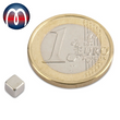 Neodym Magnete 4 x 4 x 4 mm NdFeB N42, Würfelmagnet Magnetwürfel, Nickel - hält 1,0 kg