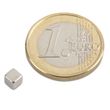 Neodym Magnete 4 x 4 x 4 mm NdFeB N42, Würfelmagnet Magnetwürfel, Nickel - hält 1,0 kg