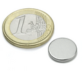 Scheibenmagnet Rundmagnet Ø 15 mm, Höhe 2 mm Neodym (NdFeB) N42 - hält 2,1 kg