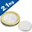 Scheibenmagnet / Rundmagnet Ø 15x 2mm – Neodym N42 (NdFeB) Nickel - hält 2,1 kg