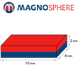 Neodym Quadermagnet 10 x 6 x 2 mm Magnet-Quader N52 Nickel - hält 1,25 kg