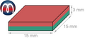 Neodym Quadermagnet 15 x 15 x 3 mm Magnet-Quader N45 Nickel - hält 3,4 kg