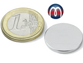 Scheibenmagnet Rundmagnet Ø 20 mm, Höhe 2 mm Neodym (NdFeB) N45 - hält 2,5 kg