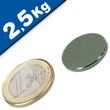 Scheibenmagnet / Rundmagnet Ø 20x 2mm – Neodym N45 (NdFeB) Nickel - hält 2,5 kg