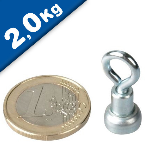 Calamita Al Neodimio Con Occhiello - 60 Mm - Forza 110 Kg - Rivestita In Zinco