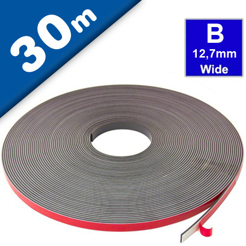 Nastri magnetici adesivi Tipo A + B, 1,5 mm x (25,4mm + 12,7mm) x