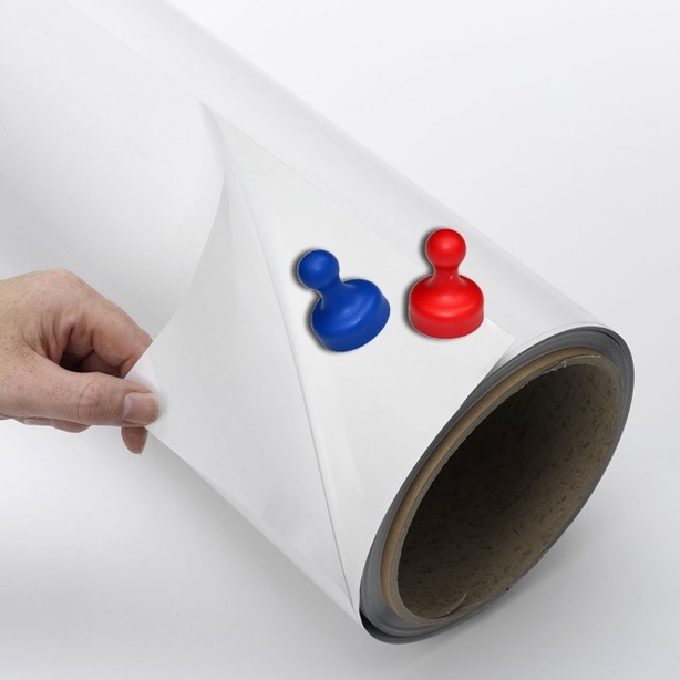 Plaque caoutchouc aimantée munie d'un PVC blanc imprimable - Visuashop