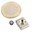 Quadermagnet Neodym 10 x 13,5 x 5 mm mit Senkloch, N35, vernickelt - hält 2,8 kg⭐⭐⭐⭐⭐