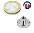 Flachgreifer Magnet Ø 20mm - Neodym, Gewinde-Buchse M4 - Haftkraft 14 kg