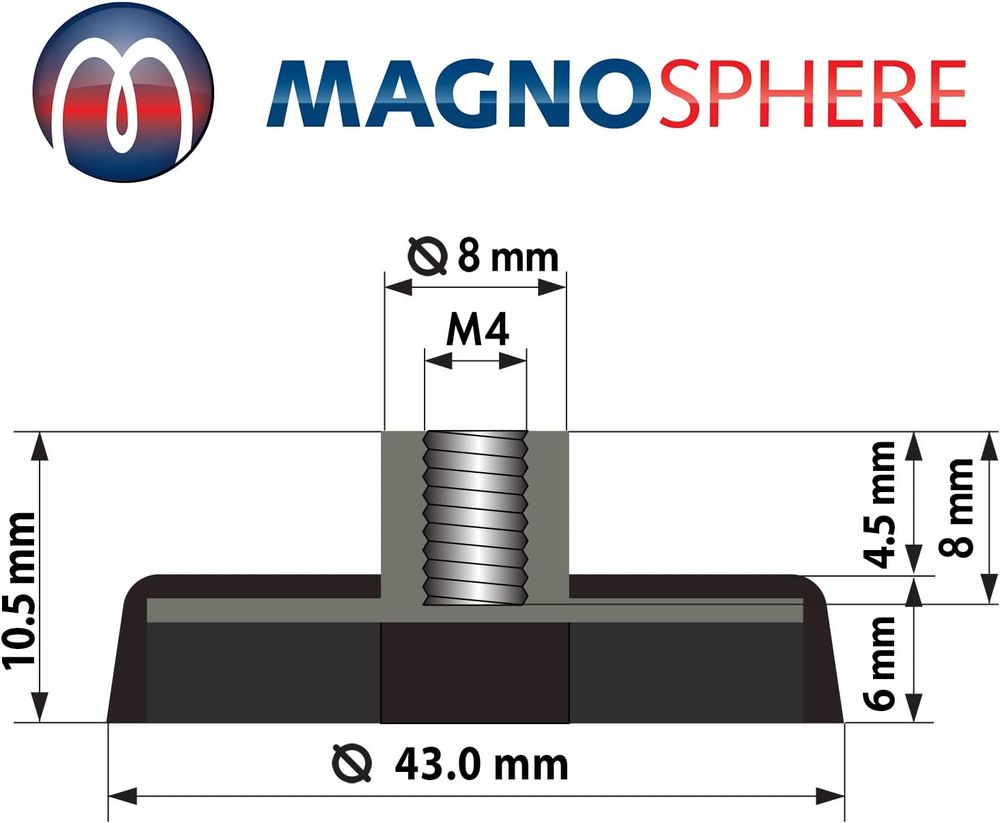 Magnete con base in acciaio 40 mm con foro svasato